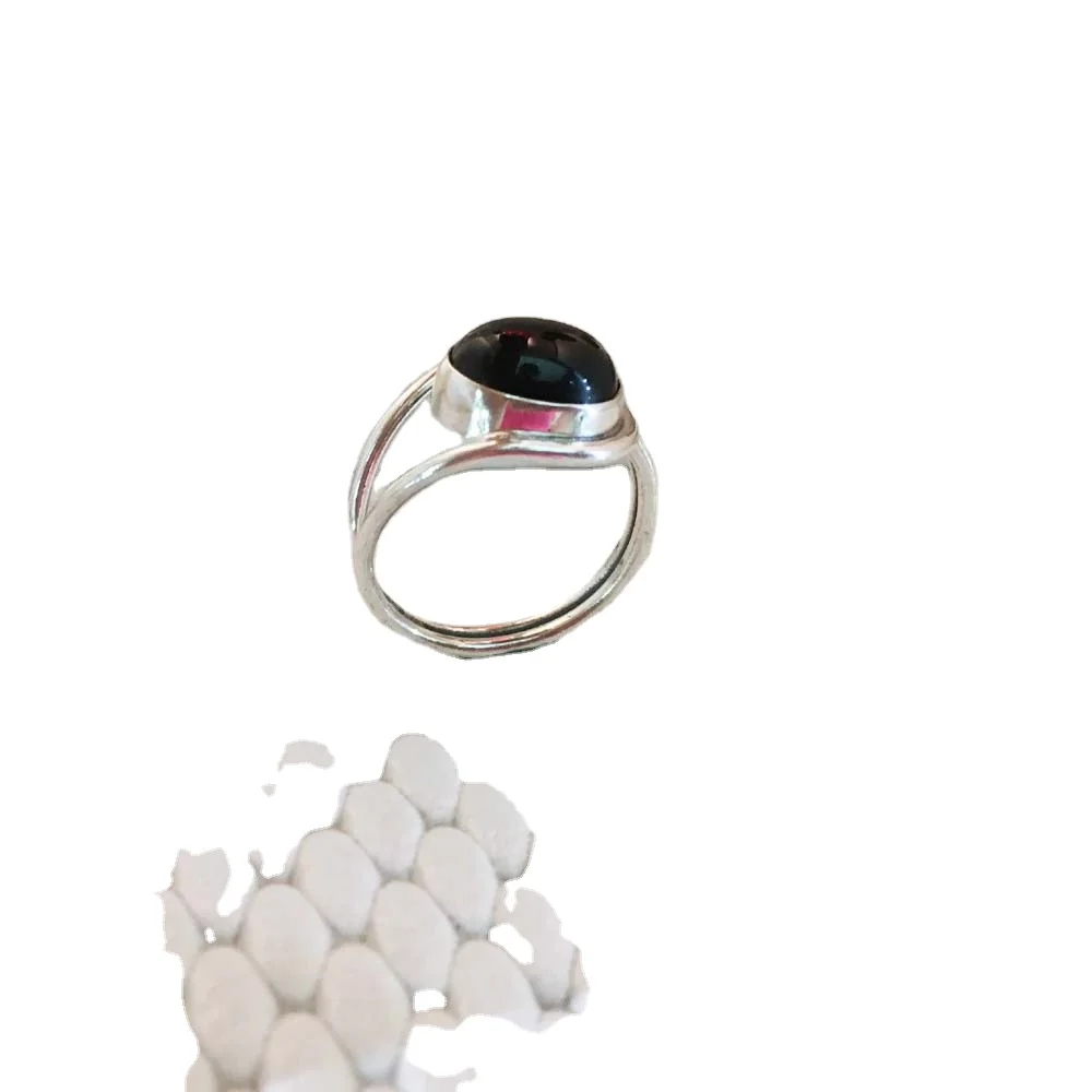 Hot Selling Natural Black Onyx Gemstone Ring Real Pure 925 Sterling Silver Top Quality Wholesale Price Handmade Unisex Cute Ring
