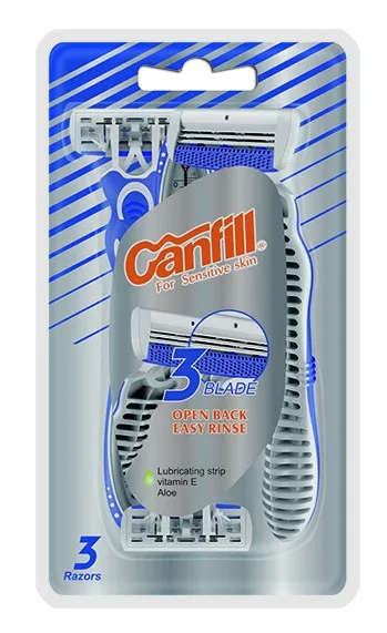 Low Price Wholesale Triple Blade Disposable Rubber Handle Shaving Razor For Men