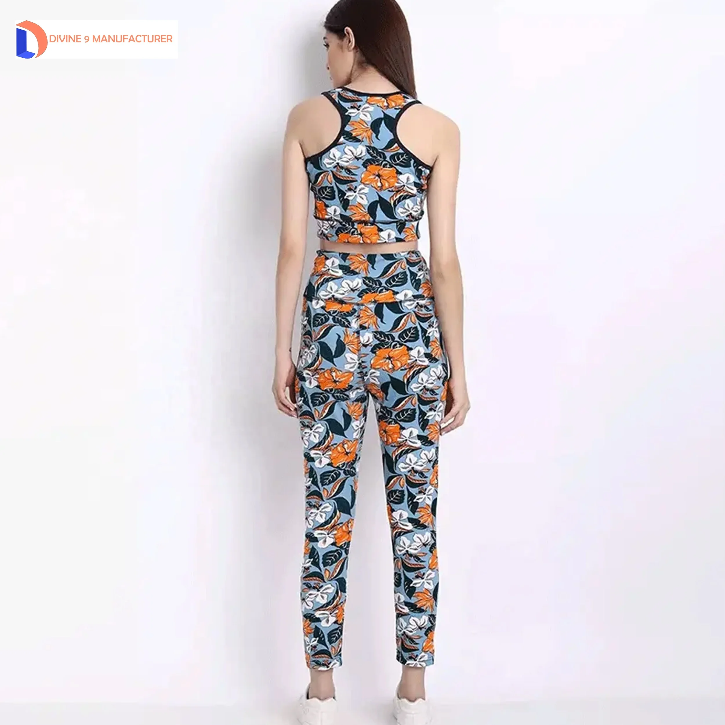 Breathable Sublimated Wholesale 2 Piece Yoga Fitness Gym Clothes Women High Quality Customized Printing Manufacture by Divine 9