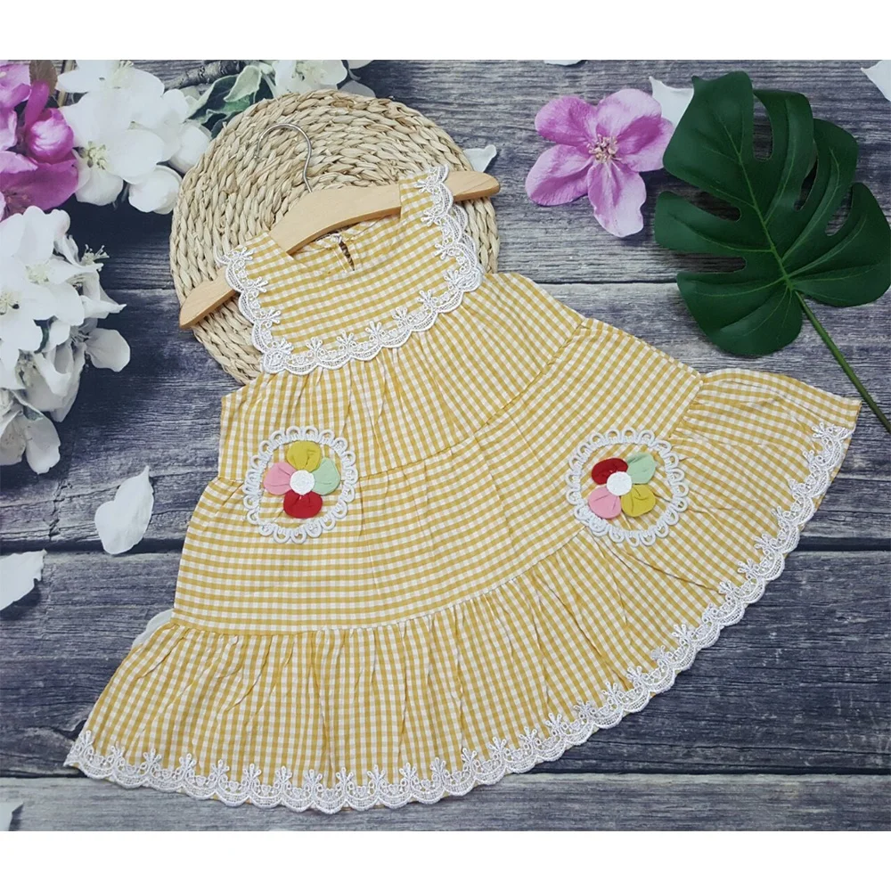 Новое модное платье со сборками От 1 до 6 лет одежда для детей Хлопковое маленьких девочек изготовленные во Вьетнаме