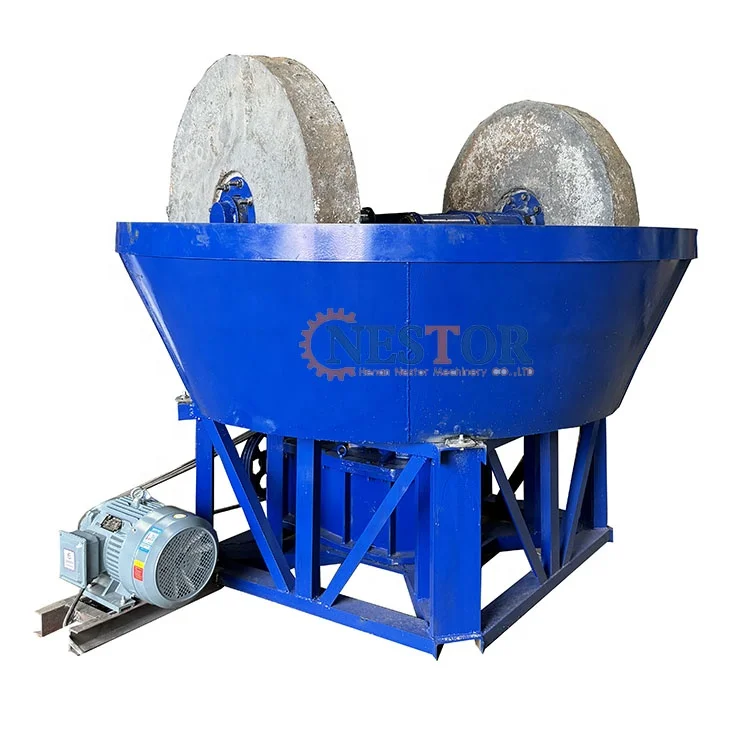 Small copper mining equipment round roller mine mill wet pan mill reducer stone grinding machine