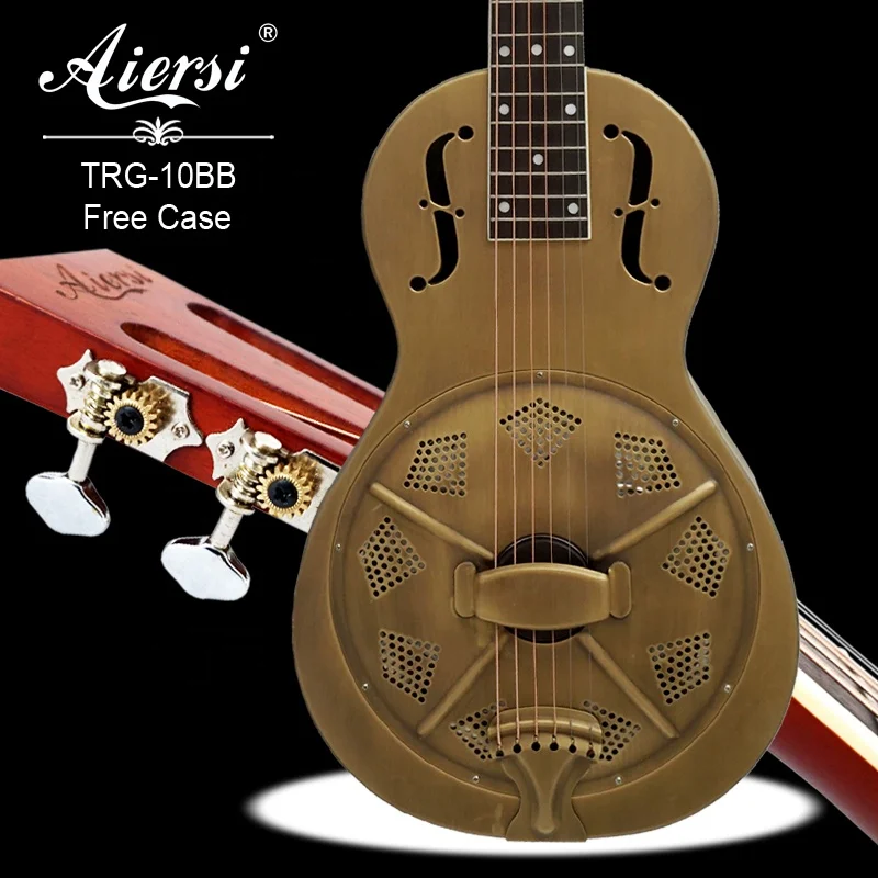 China Aiersi Bell Brass Body  Single Cone Blues Slide Parlour Resonator guitar musical instrument