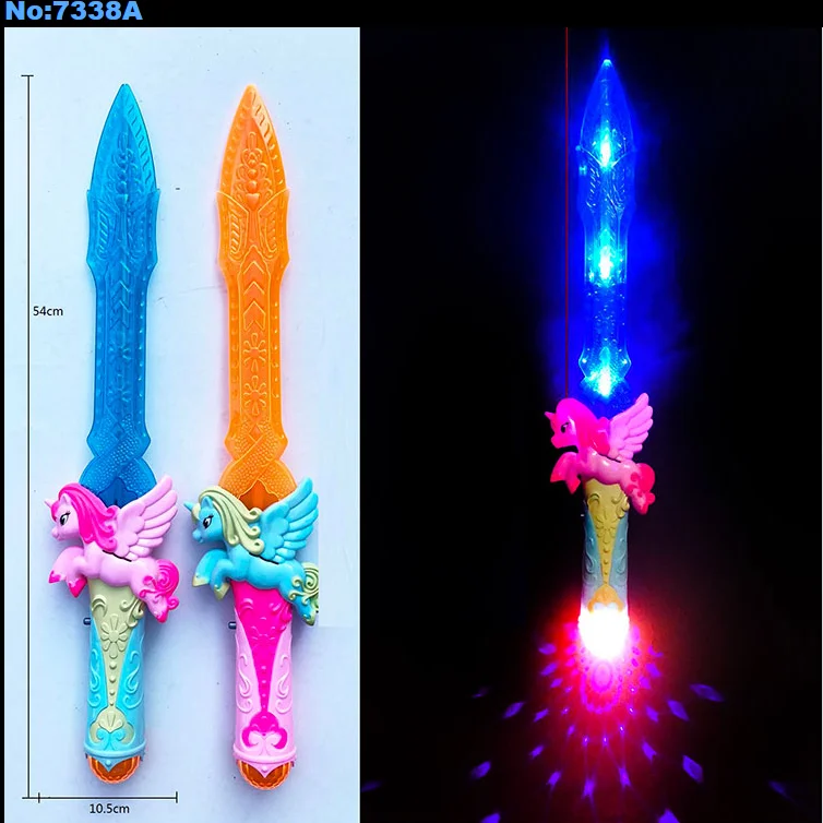 2024 Hot LED Laser Figure Sword light up toys my world Flashing sword with music LED magic wand with sound glowing toy for kids