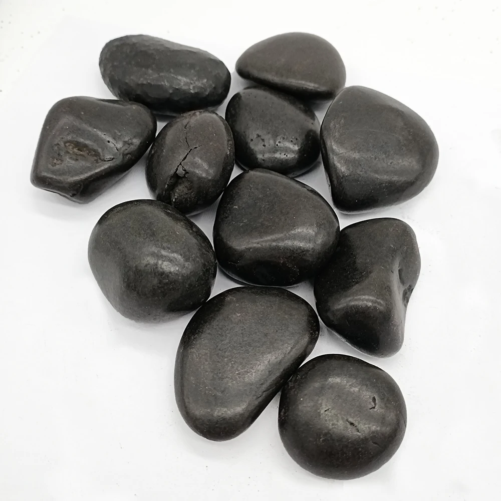 Inorganic Material Fine Gloss River Stones Flat Smooth Black River Pebbles Black Pebble Raw Stone