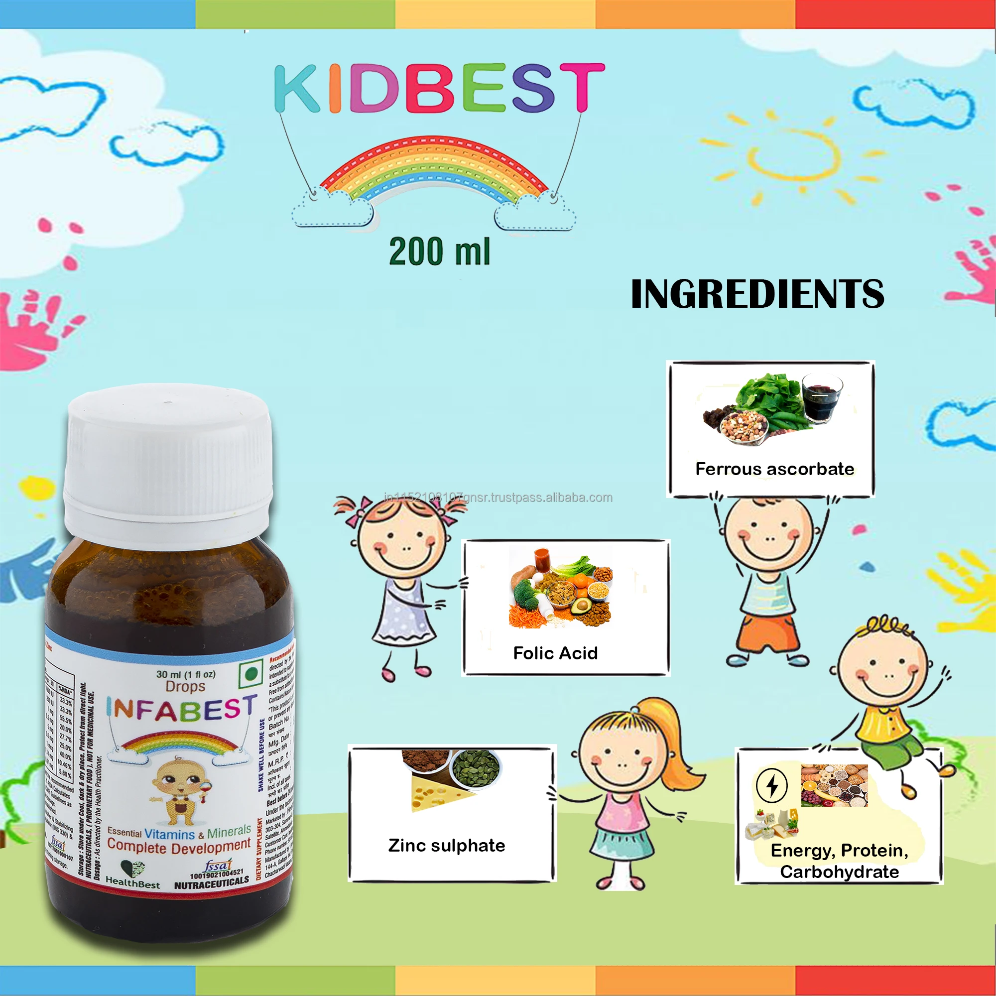 HealthBest Infabest Drops Multivitamins with Vitamin D3 & Zinc Kids & Toddlers