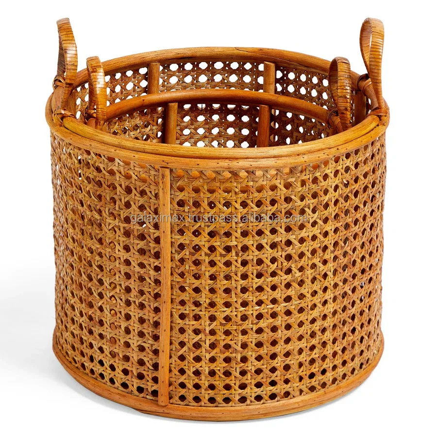 Round Rattan Storage Basket for closet items kitchen storage glass jar bamboo food container food storage container