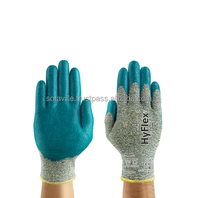 Hot Selling nitrile coated safety work gloves with abrasion, cut- and heat-resistance, industrial safety gloves from Vietnam