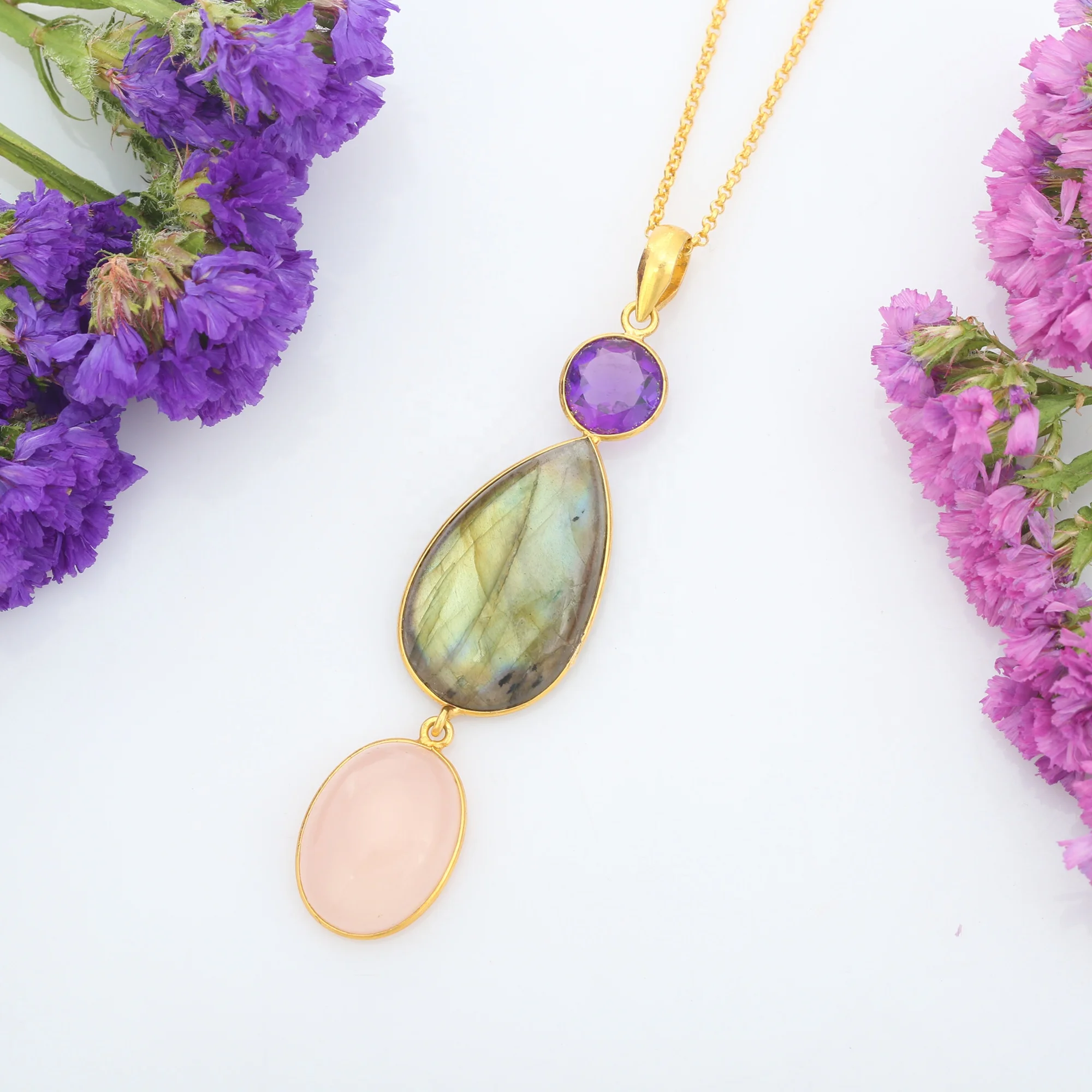 Top Selling Multi Stones And Multi Design Necklaces Made With 925 Sterling Silver Trendy Jewelry