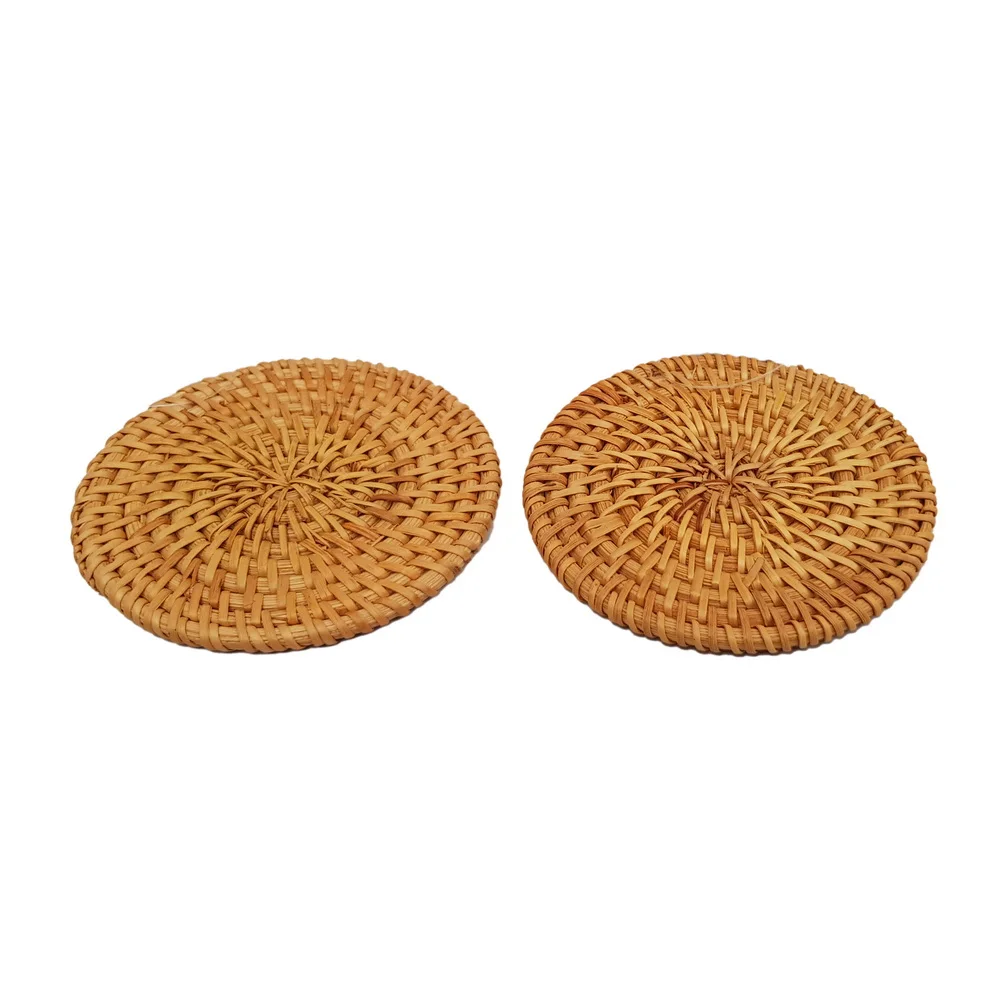 Multifunctional New Style Small Rattan Cup Coaster Pad Practical Storage Basket Home Kitchen Durable Vietnam Hapro Teacup Holder