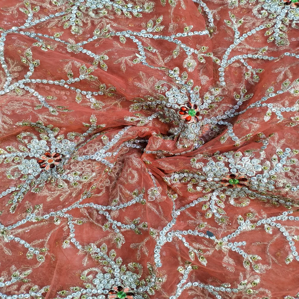 Best Wedding Bridal Dress Fabric High Quality Beaded lace 5Yards Embroidery Luxury French Tulle Mesh Lace Fabric For Women