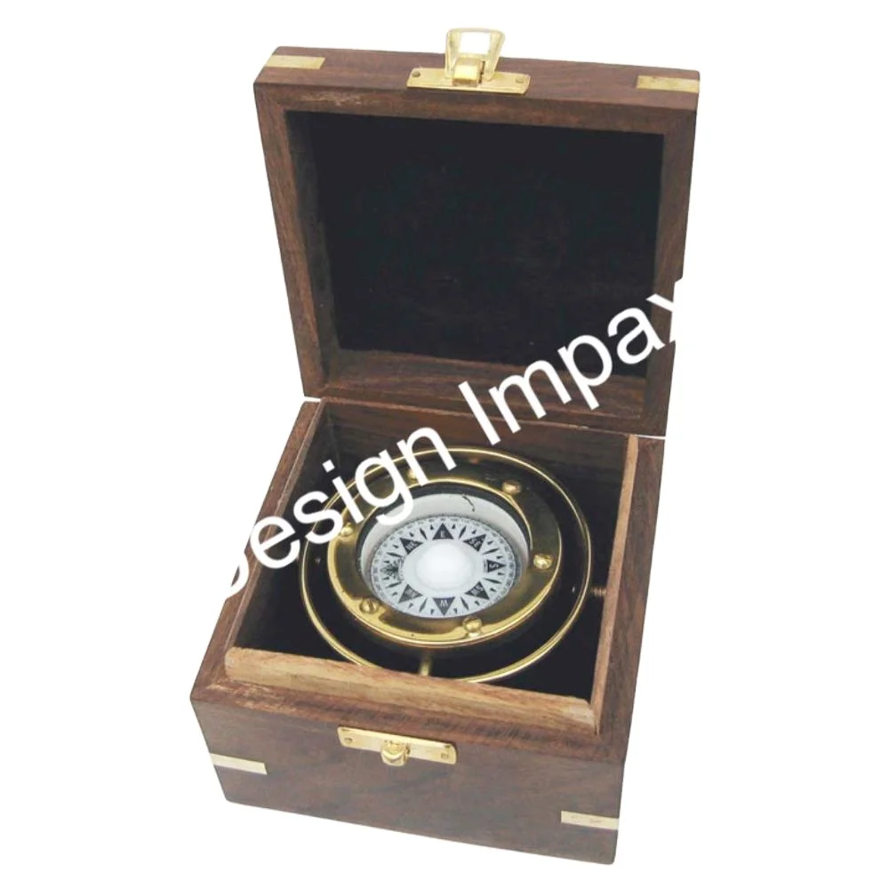 Giftware Nautical Compass Smart Wood Box Packed Best selling Direction Director Wholesale Compass for Picnic Travels Usage