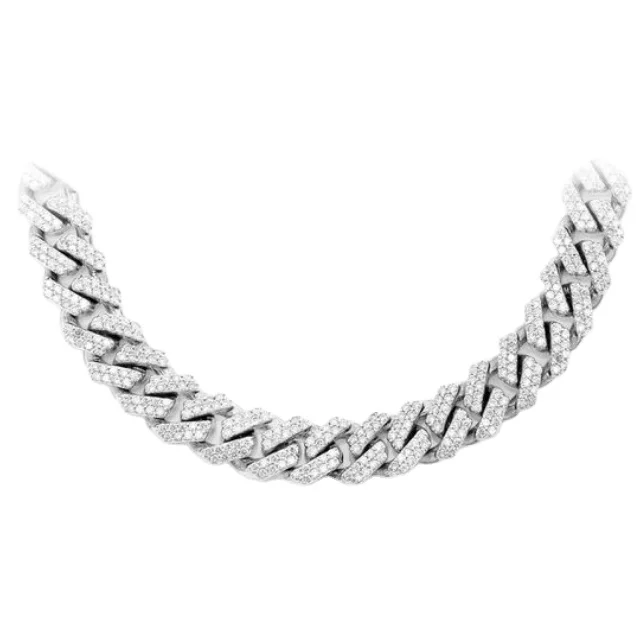 13.00ctw 14k Gold Raised Cuban Necklace For Mens