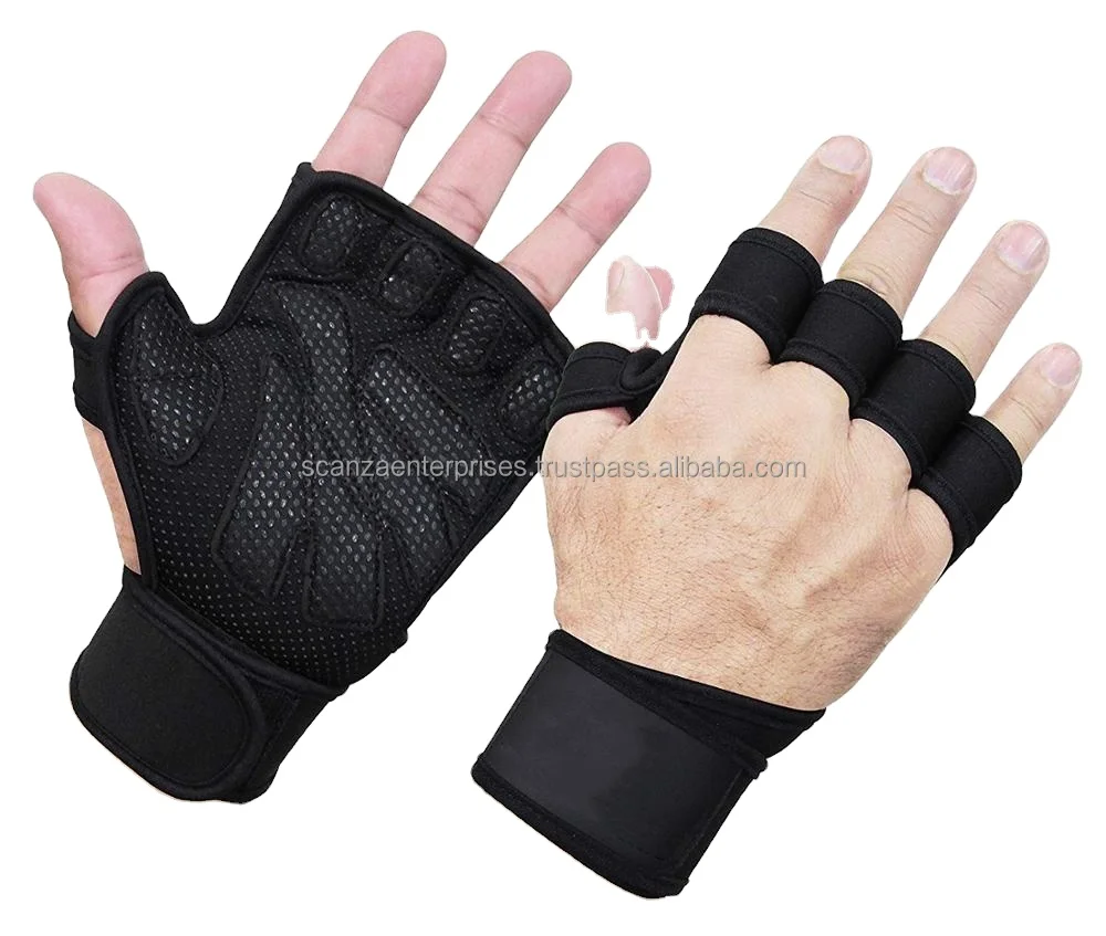 Weight Lifting Gym Gloves with Wrist Wraps Anti Slip Breathable Sports Workout Fitness Training Pink Black Unisex Rubber