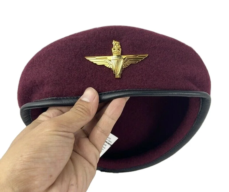 New High Quality Uk Army British Airborne Paratrooper Forces Red Wool Royal Maroon Beret Military Hat Cap