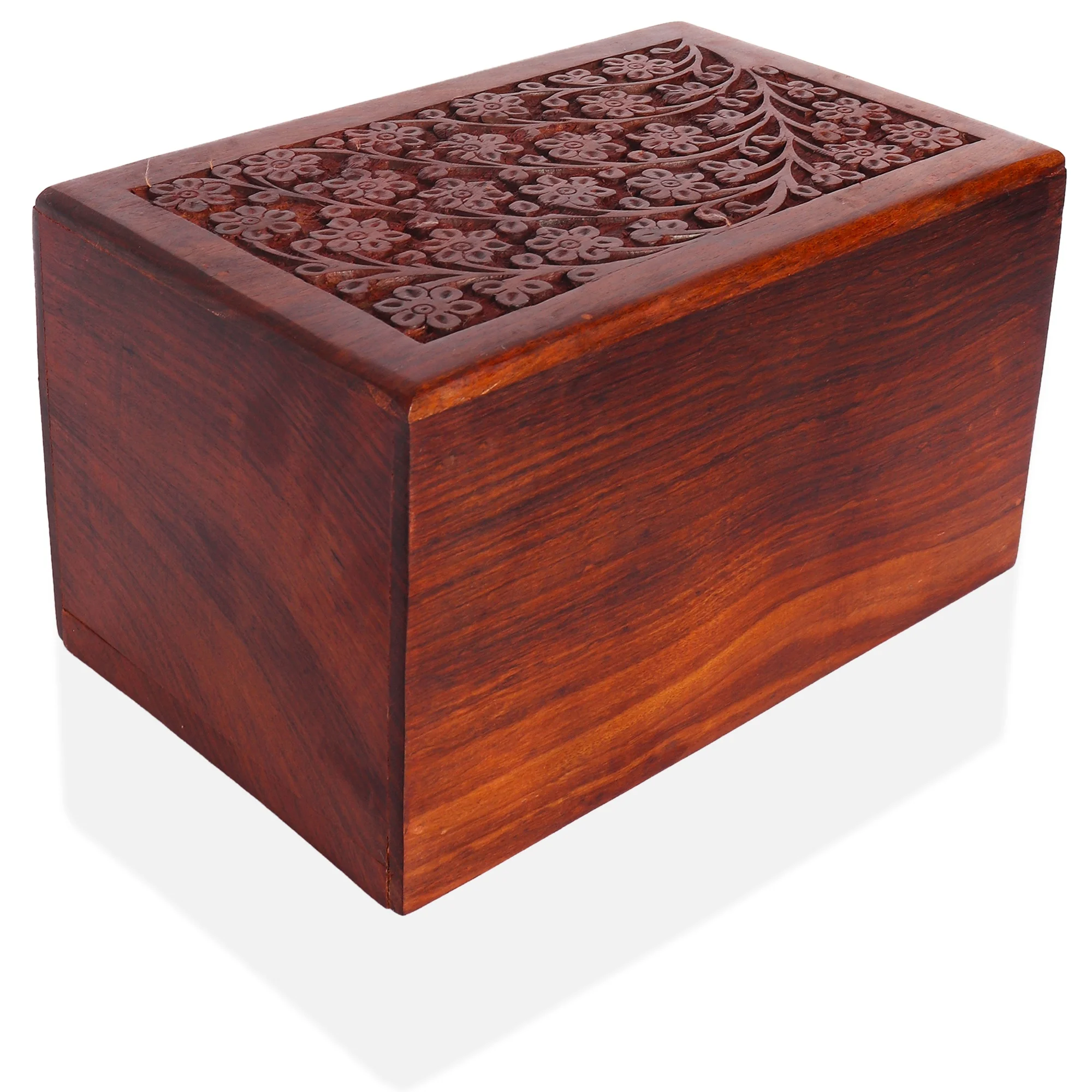 Set of 3 Border Engraved Rosewood Cremation Urns for Human Ashes & Pets Nested Packing Fits Funeral Cremation And Pet Cremations