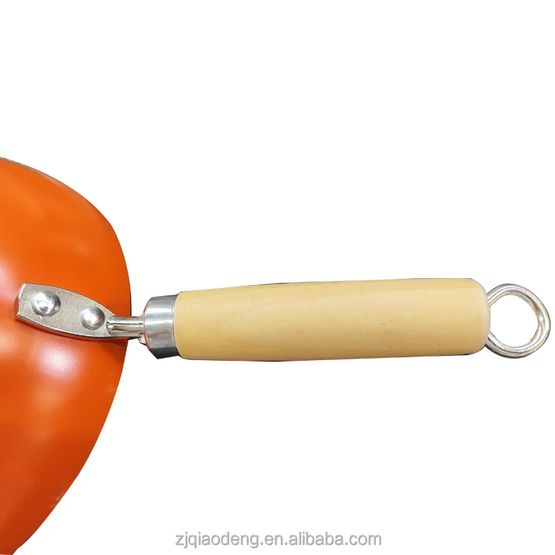 2022  promotional mini wok Carbon Steel kitchen pots 20 Cm non stick wok Pan With wood Handle