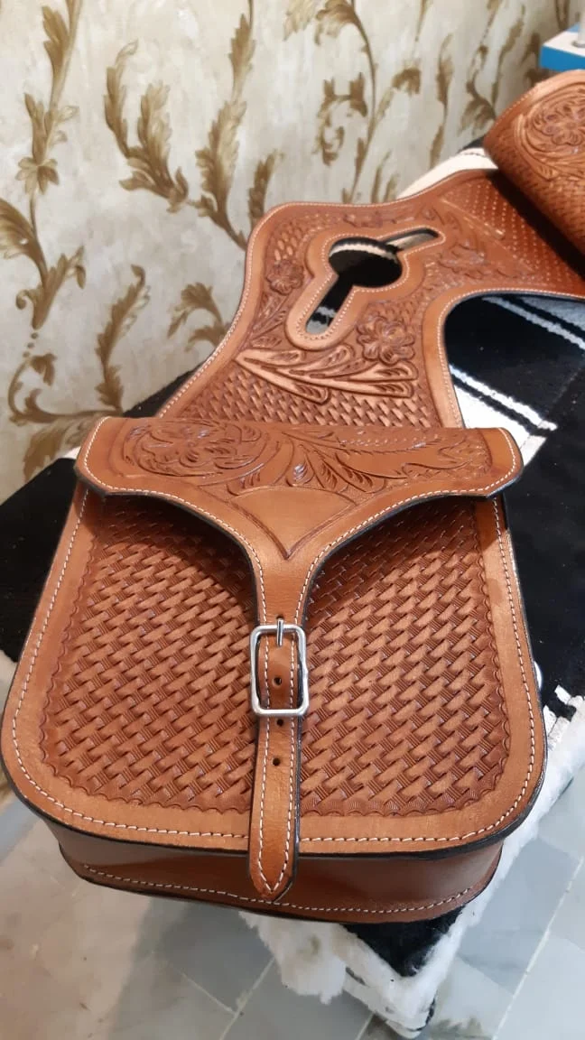Best Offers Real Leather Western Designer Tooled Carved Horse Saddle Bag For Horse Set Low Prices By Suppliers