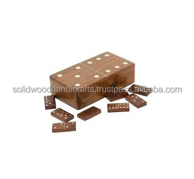 Best Quality  Hot Selling wooden Game Domino set indoor game with customized size logo design for promotional classic desig
