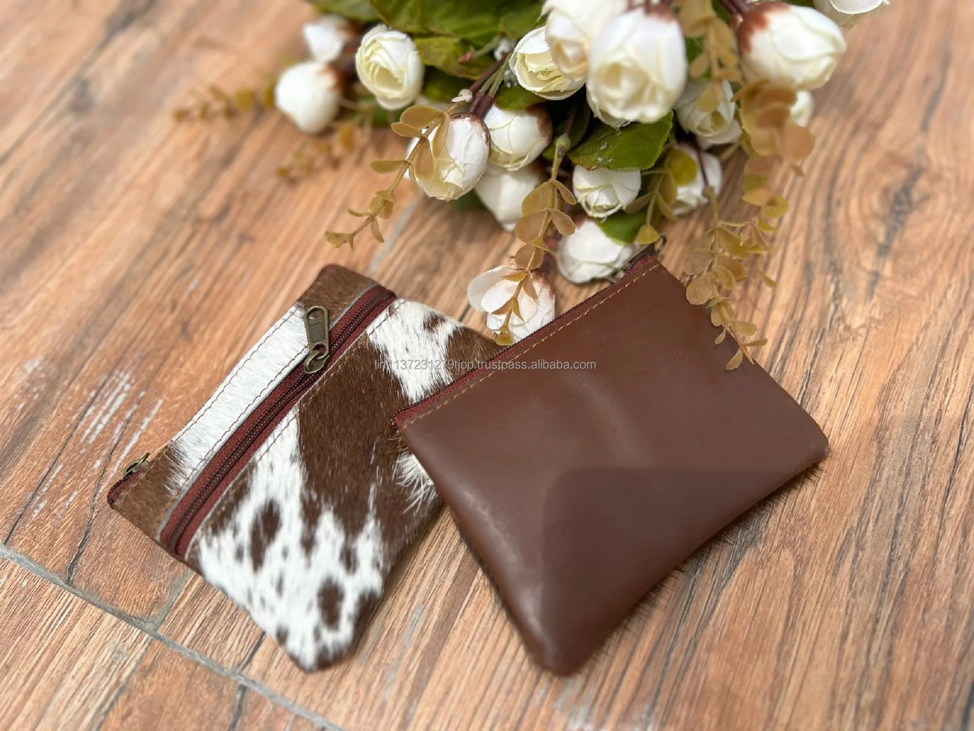 Real Handmade Hair On Hide Fur Leather Coin Change Purse Oval  Credit Card Holder Case  Western Stylish Cute Small Oval  Wallet