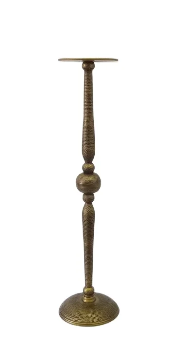 Aluminum Brass Antique Embossed Candle Pillar Holder Royal Luxuries Classic Design Indian Hand Crafted Long Floor Candle Holder