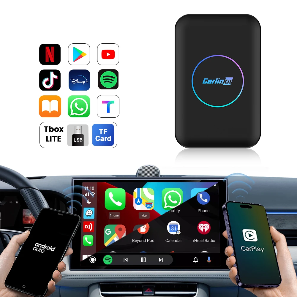 Carlinkit wireless carplay adapter portable stereo car play multimedia module dongle small carplay smart car black box netflix