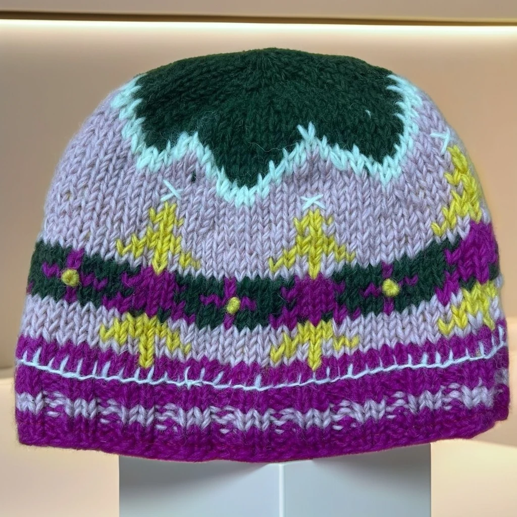 100% Woolen Knitted Unisex Winter Hats for Adults with Embroidery and Print Patterns Great for Travel