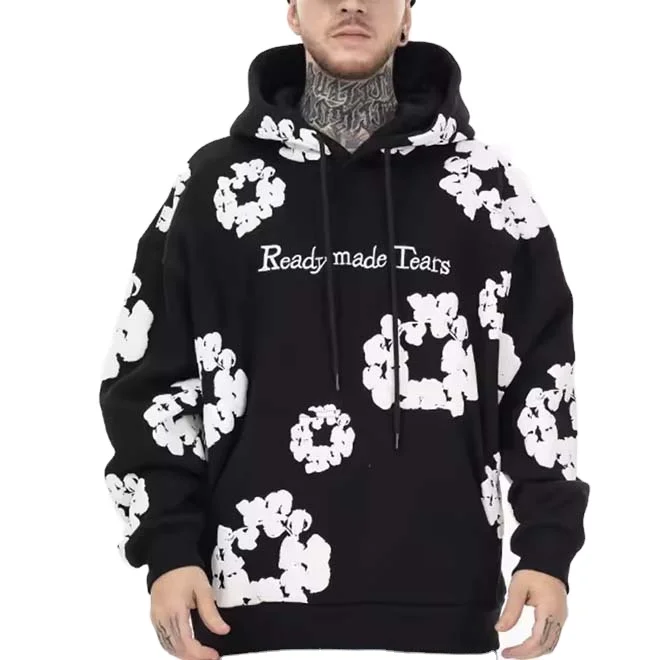 Custom Silk Screen Logos 450GSM Hoodie  3D Foam Puff Print Sweatshirts French Terry Quality Heavyweight Unisex Hoodie