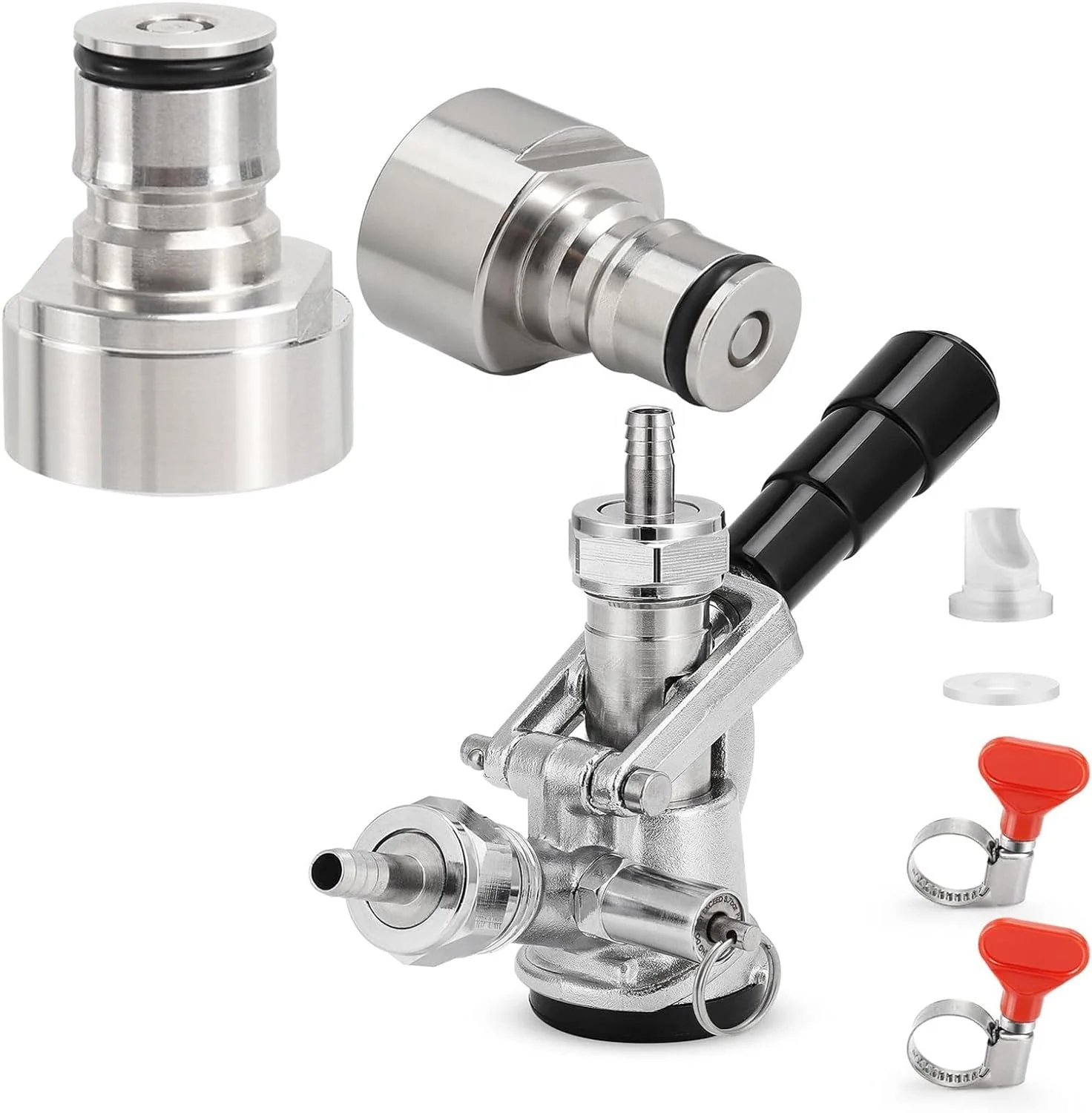 Keg Coupler 304 Stainless Steel Probe Sankey D System Keg Tap with Ball Lock Quick Disconnect Conversion for Kegerator Beer