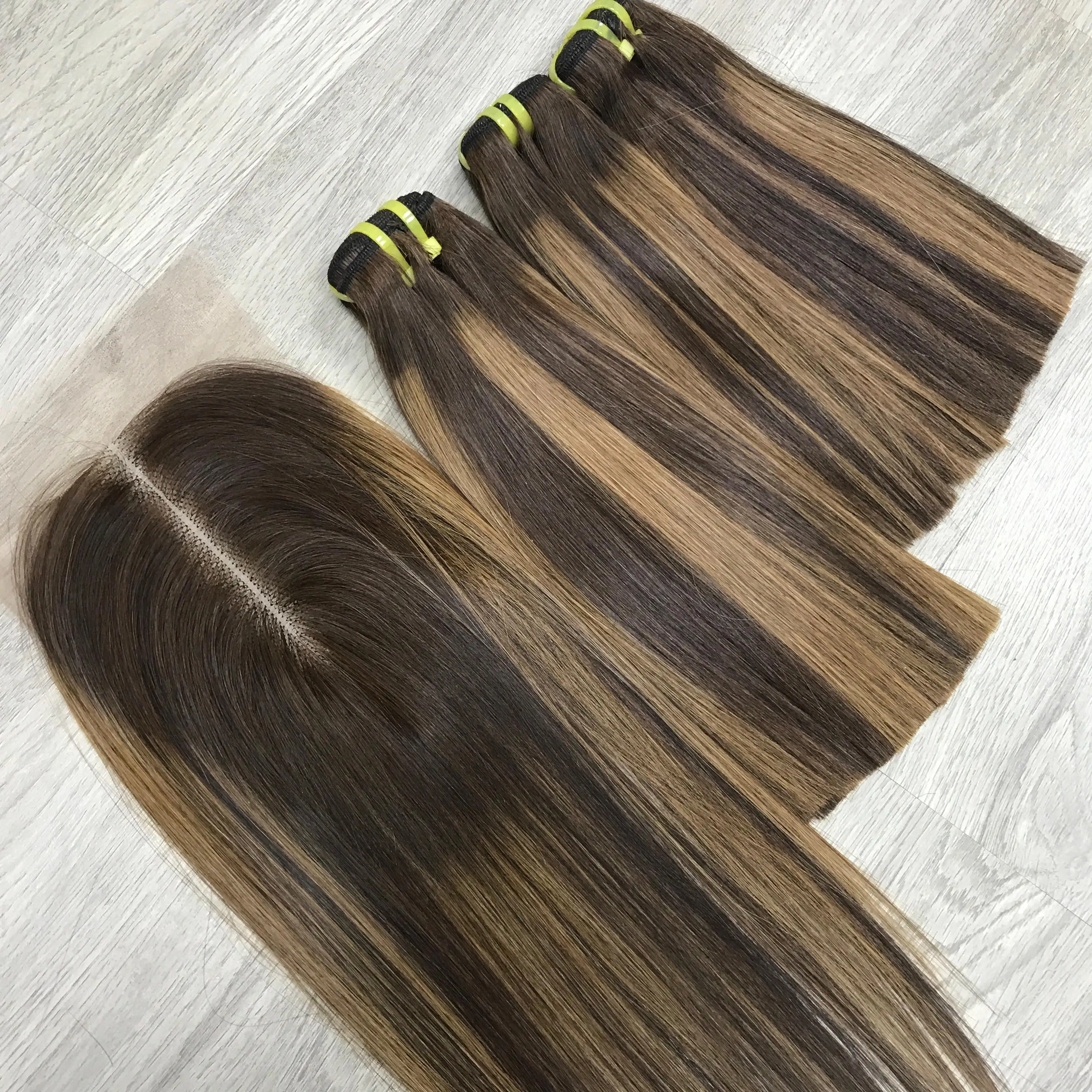 Bone Straight Vietnamese Hair Brown Color Piano Color, 100% Raw Virgin Hair Natural Straight Factory Price, Hair Extensions