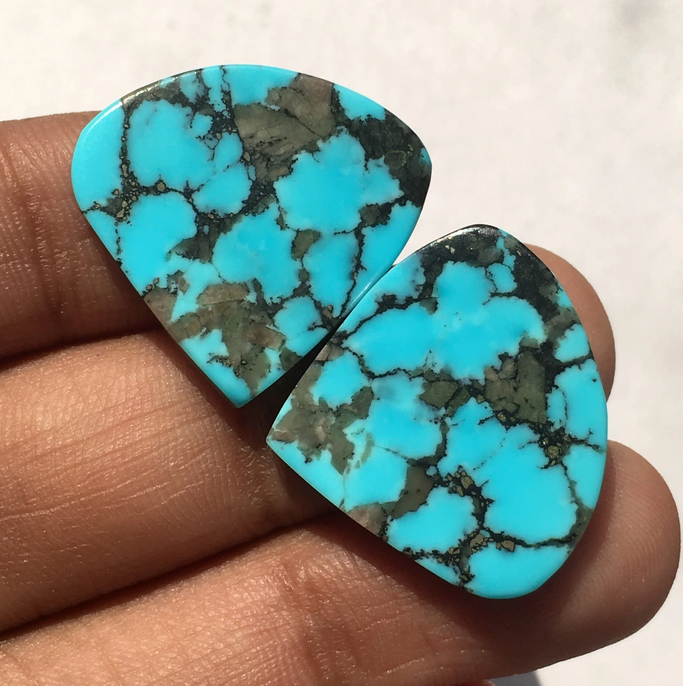 Turquoise Matched Pair Arizona Natural Gemstone Loose Cabochon Sleeping Beauty Jewelry Turquoise Earring