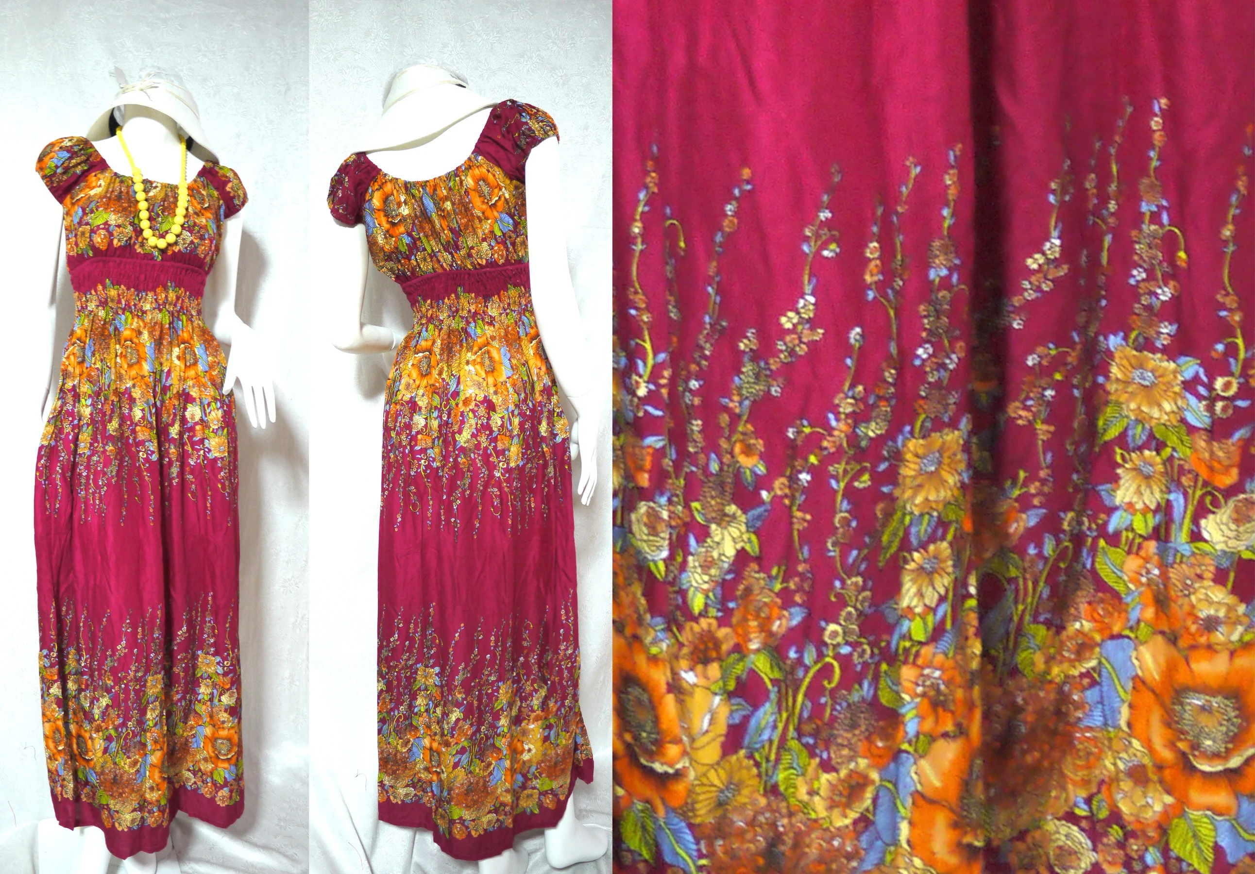 vintage retro HIPPIE BOHO HAWAII FLORAL BABYDOLL MAXI LONG DOLLY DRESSES cheap