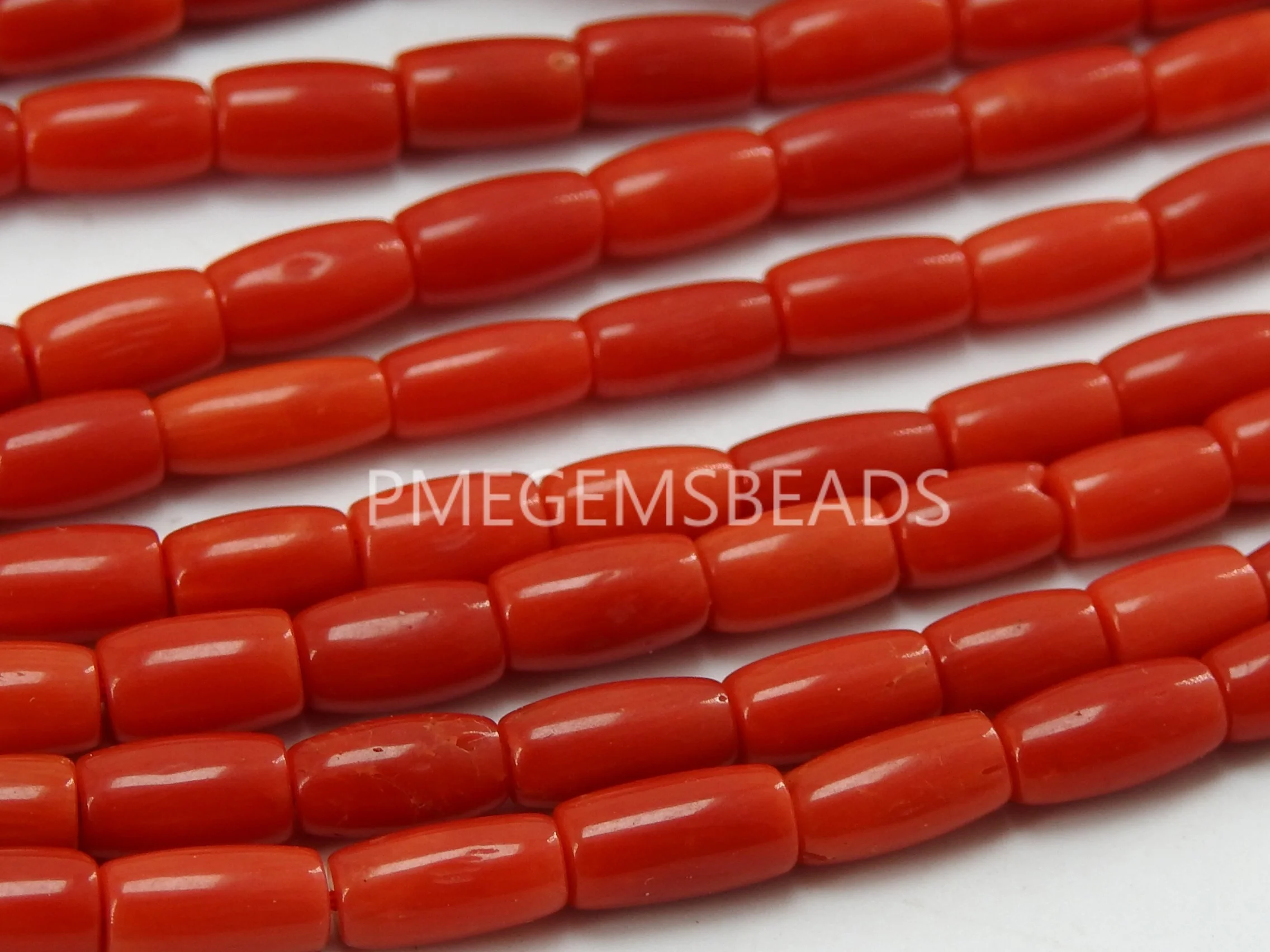 Red Coral Smooth Barrel Bead Drum Cylinder Tube Wholesale Price Natural Loose Stone Necklace Handmade