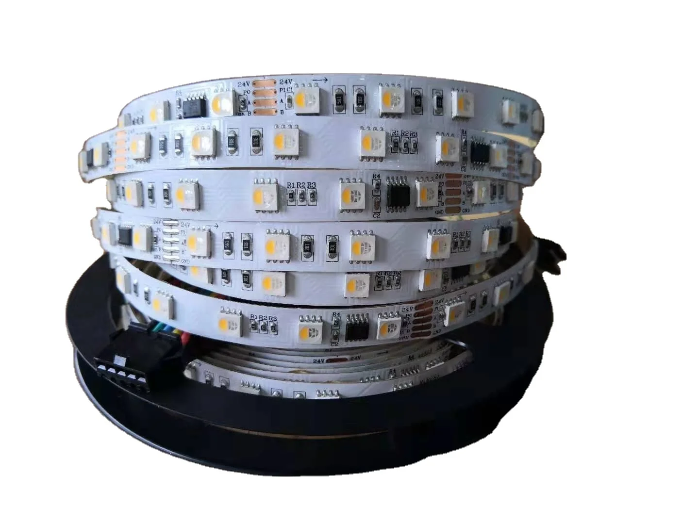  Гибкая черная трубка 360 градусов RGB лента круглая 12 в 24 В Водонепроницаемая наружная силиконовая световая 5050 светодиодная полоса освещения