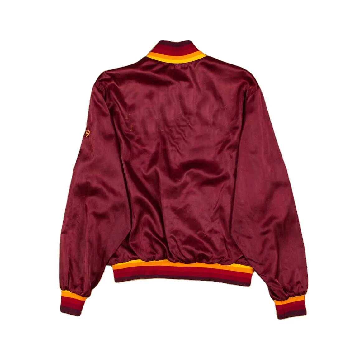 Red Satin Super Quality Baseball Jacket Sports Wear Letterman College Varsity Satin Bomber Jacket