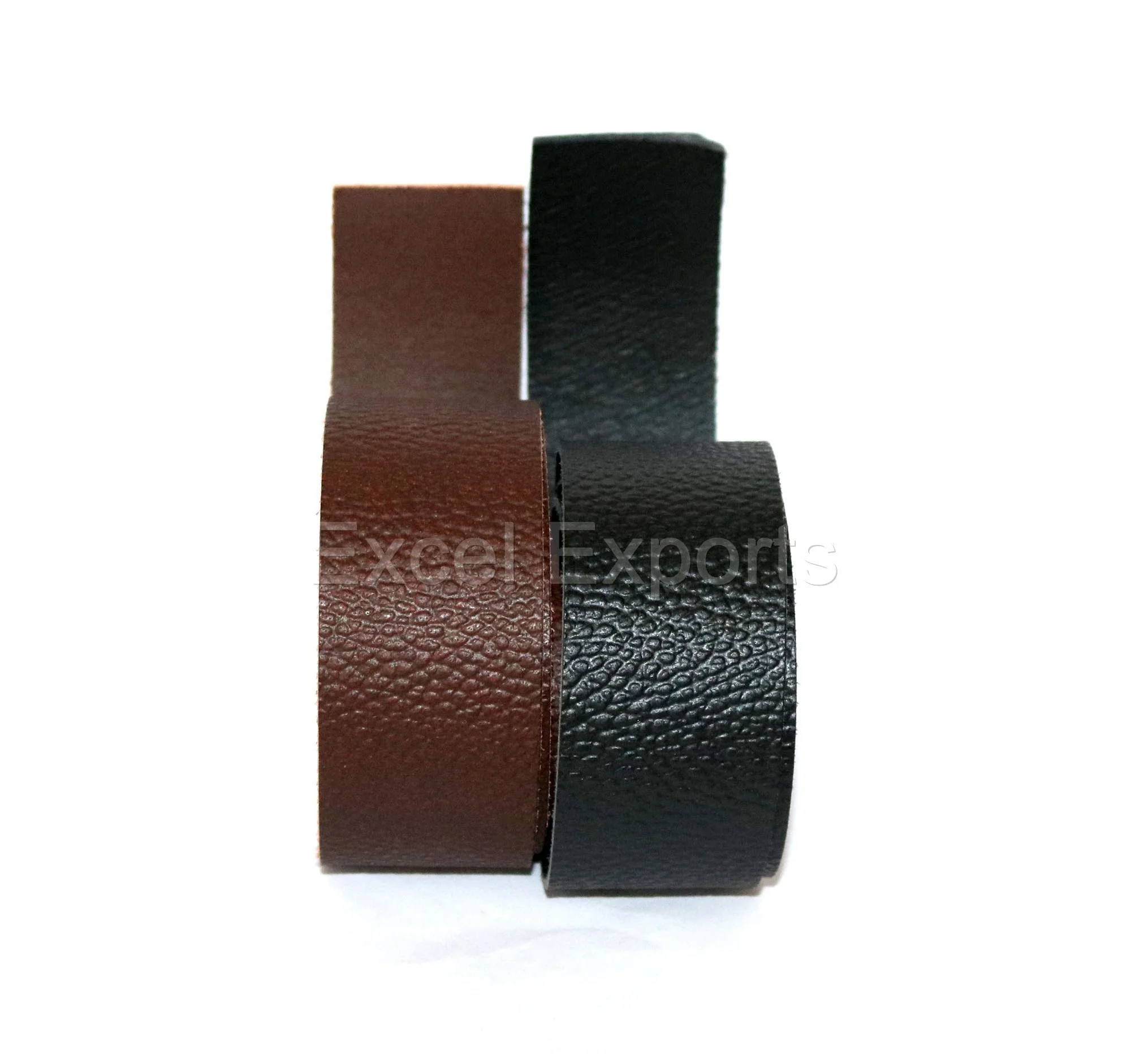 High grain leather straps black brown colors in 20mm 25mm wide 2mm thickness 1 meter length
