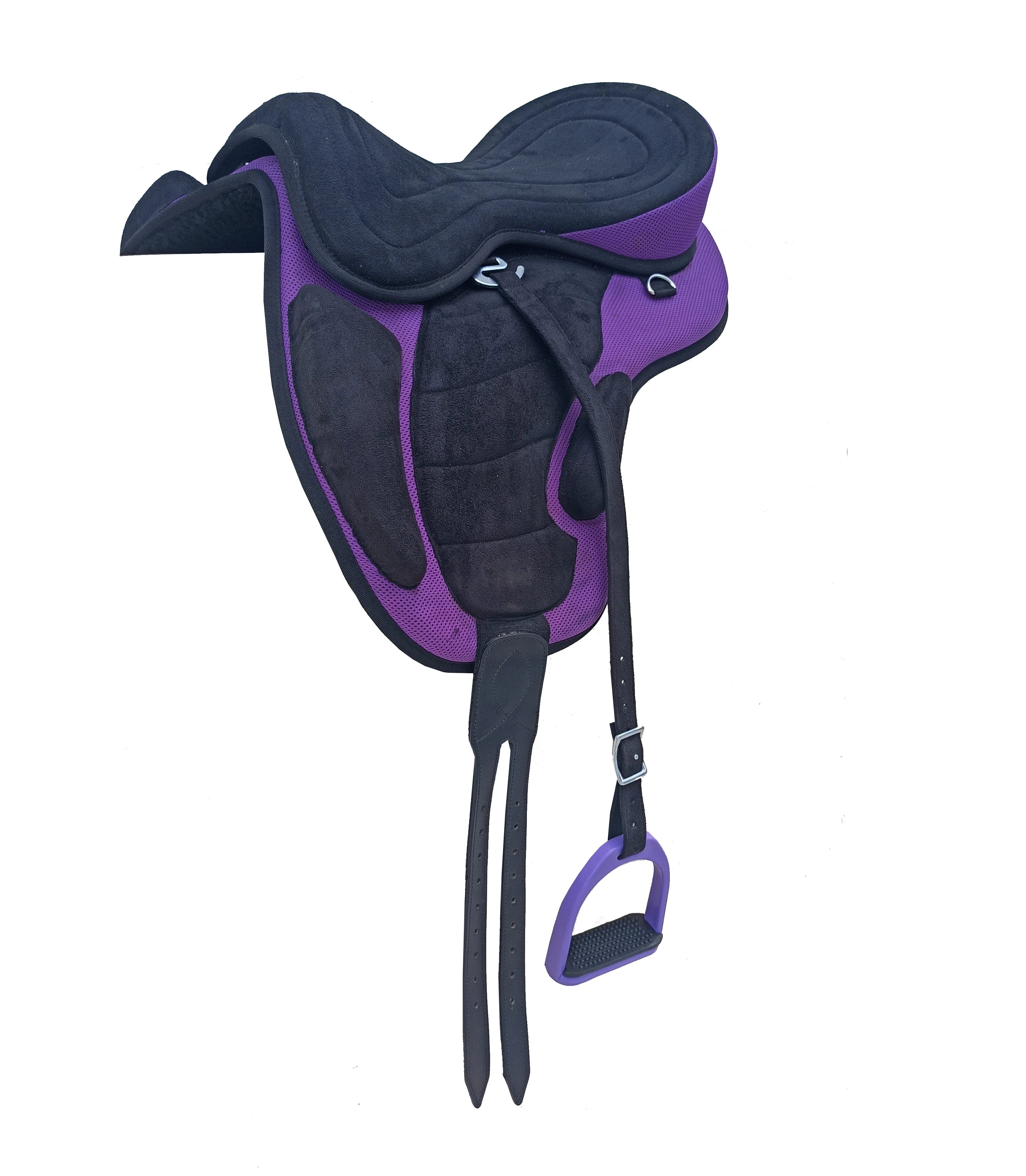 Purple Color Treeless Synthetic Freemax Horse English Saddle In 10+ Sizes