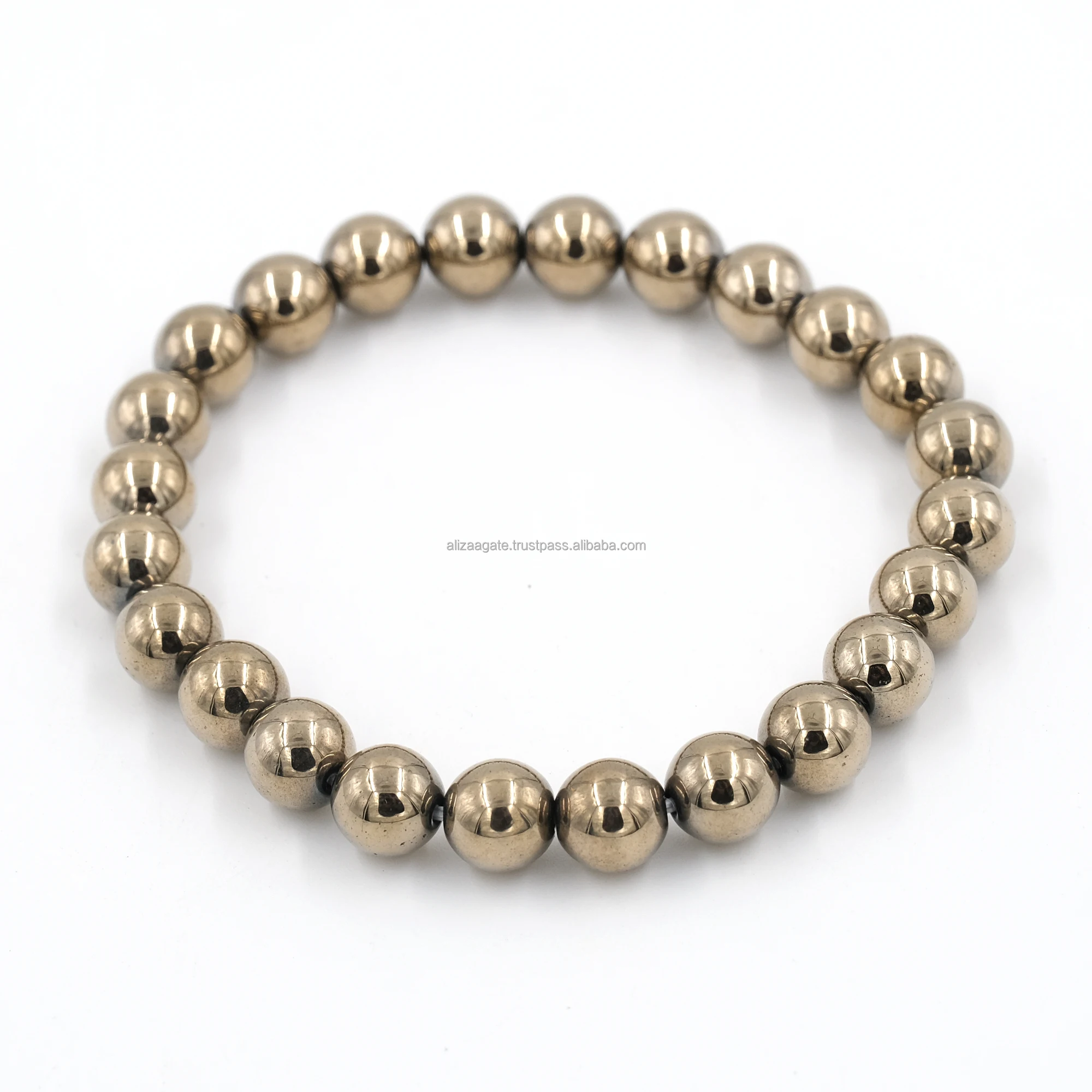 Wholesale 8mm Vintage Pyrite Beads Crystal Bracelet for Men and Women for Daily Wear and Hand Therapy Yoga Practice