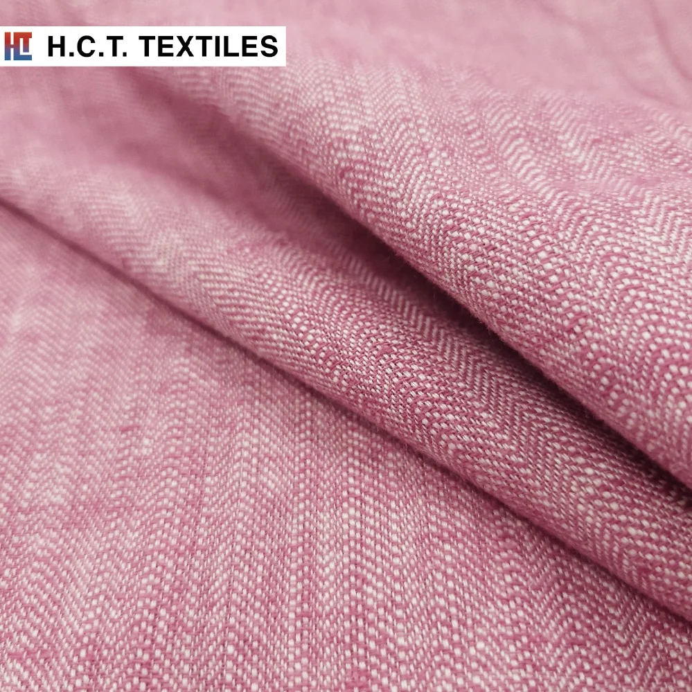  Плотная ткань из натурального волокна в елочку 180 г льняная хлопчатобумажная для брюк