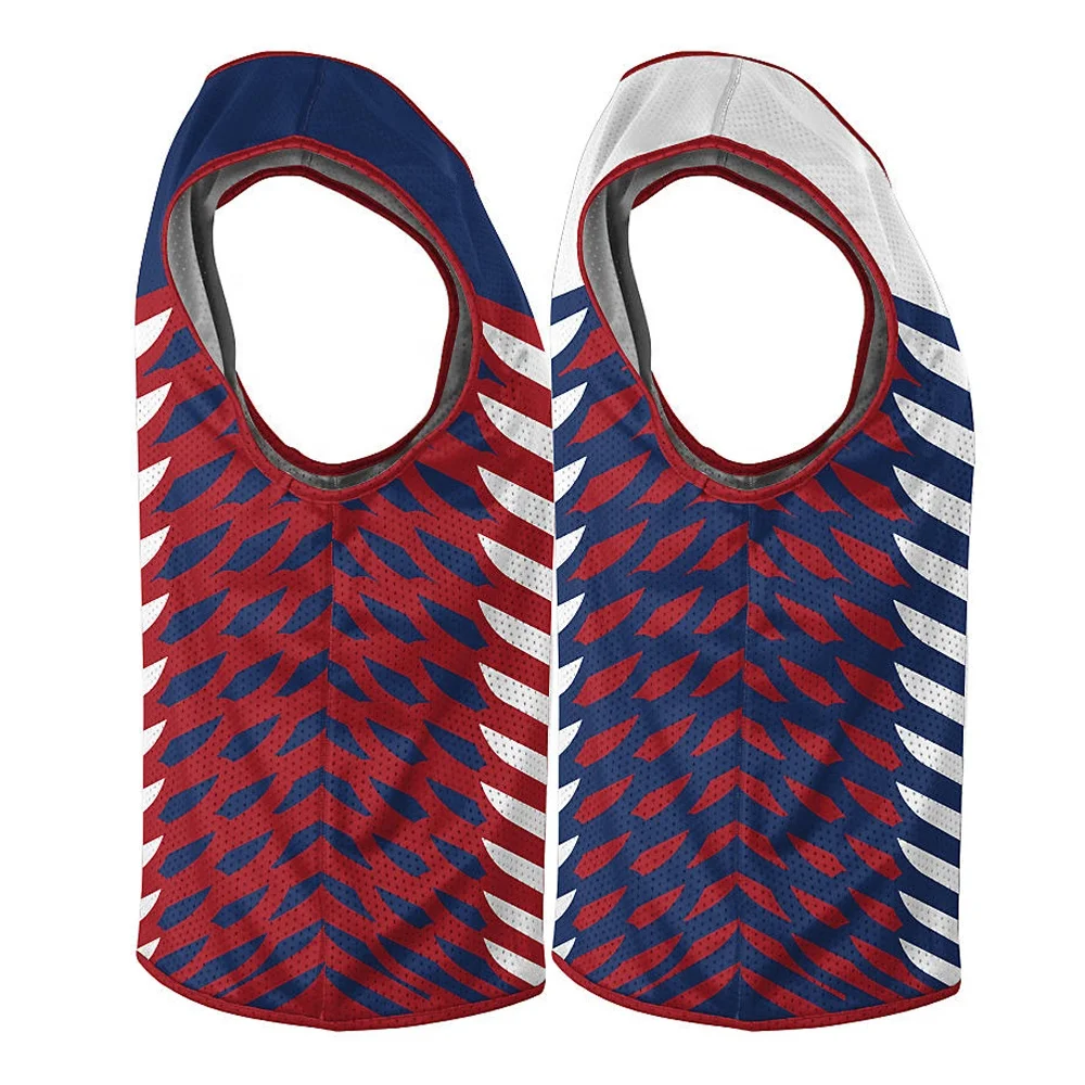 Custom Sublimated Lacrosse Uniforms Lacrosse Jersey / High Quality Made Lacrosse Sleeveless Jersey Reversible Pinnie