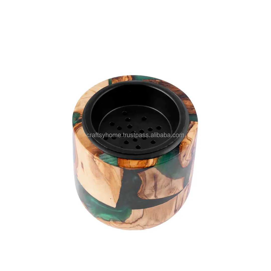 Hot Sale Sky Blue & Wood Resin Bakhoor Burner Mini Bukhoor Burner Wood For Wedding Gift Incense Burner Bakhoor by Craftsy Home