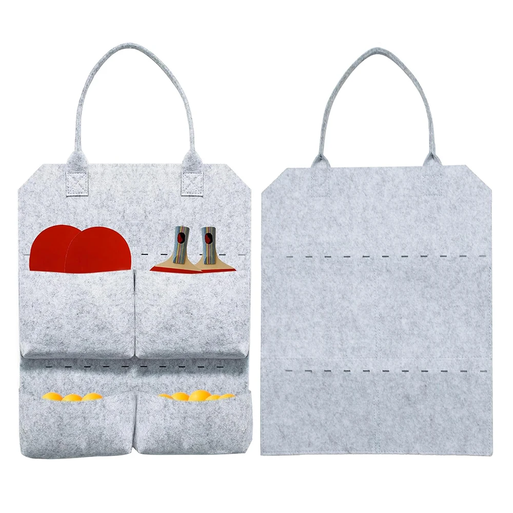 custom Wall Mount Organizer felt Ping Pong Storage Rack Table Tennis Racket Holder Storage Hanging Bag