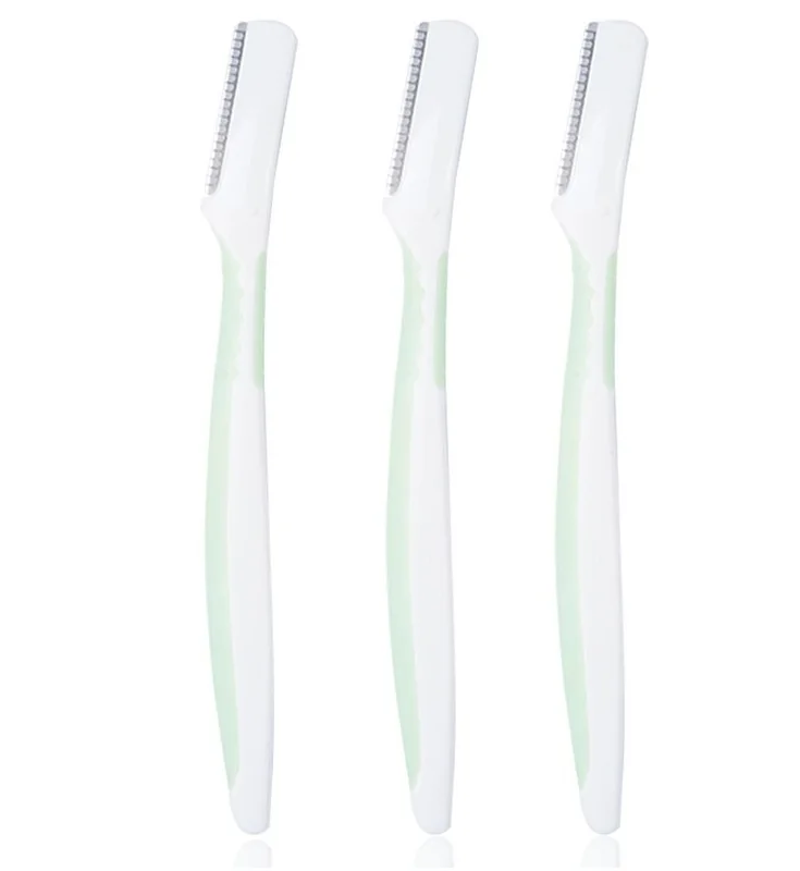 Hot Sell Rubber Non-slip Portable Women Eyebrow Razor Stainless Steel Blades Facial Eyebrow Hair Trimmer Razor Face Shaver