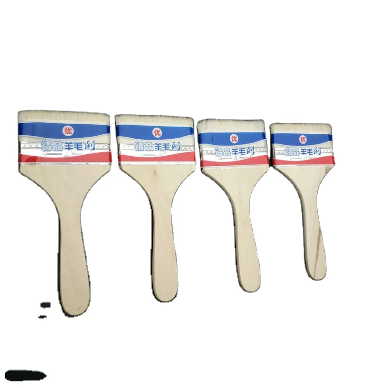 Mikailan 002 7 specification  wooden long handle flat wool paint brush long handle oil acrylic gouache