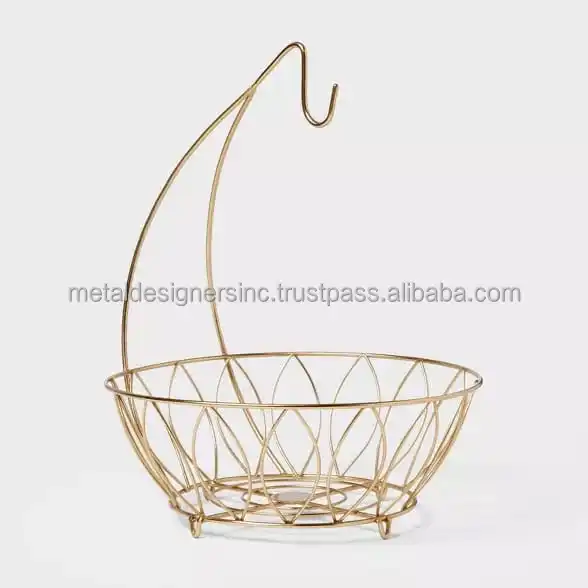 Metal Round Gold Planted fruits Tableware and kitchenware Storage wire baskets, Round one and 2 Tier & 3 Tier Basket