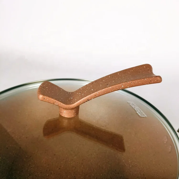 Factory direct aluminum non stick wok induction bottom  color granite  coating 28cm wok pan with lid