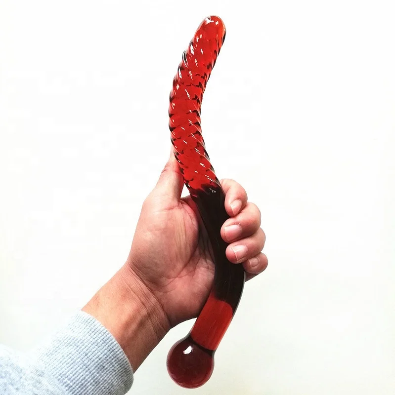 Best selling Crystal Anal Curved Glass Dildo Long Double Ended Borosilicate Glass Dildo For Woman Vagina Masturbator