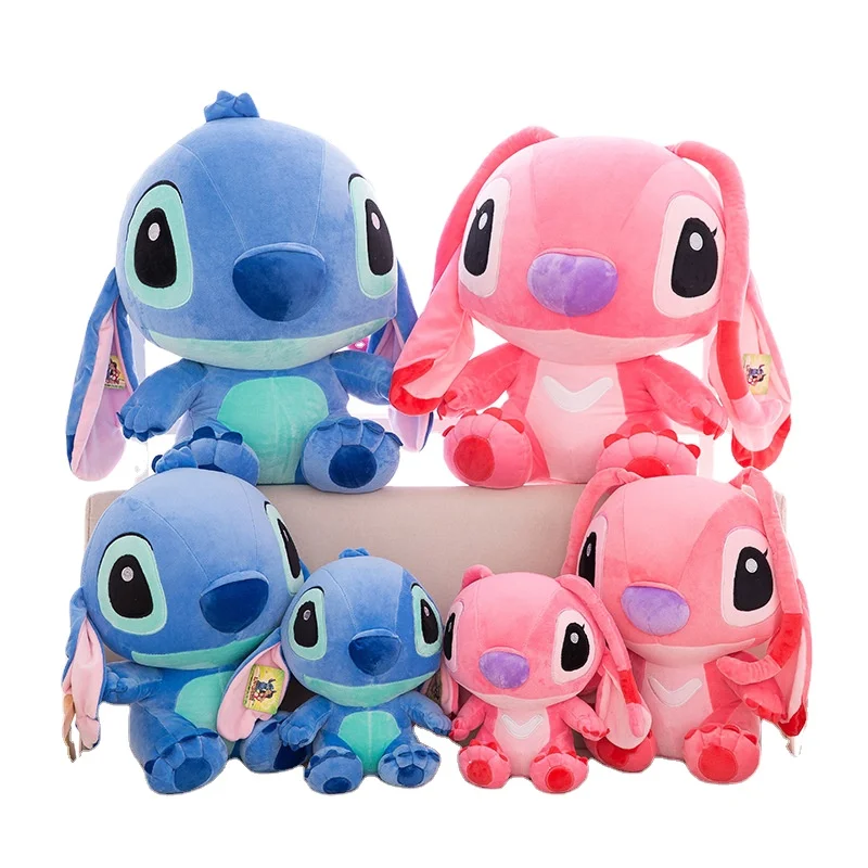 Cute Jumbo Stitch Angel Stuffed Plush Toy Perfect Surrounding Anime Fill Doll for Claw Machine Birthday Gift Throw Pillow