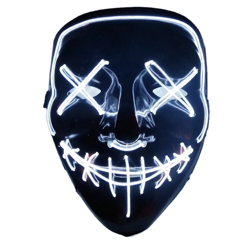 Светодиодная светящаяся маска, кровавая гримаса, проволока, Рождество, карнавал, вечеринка, клуб, бар, DJ, светящаяся маска на все лицо