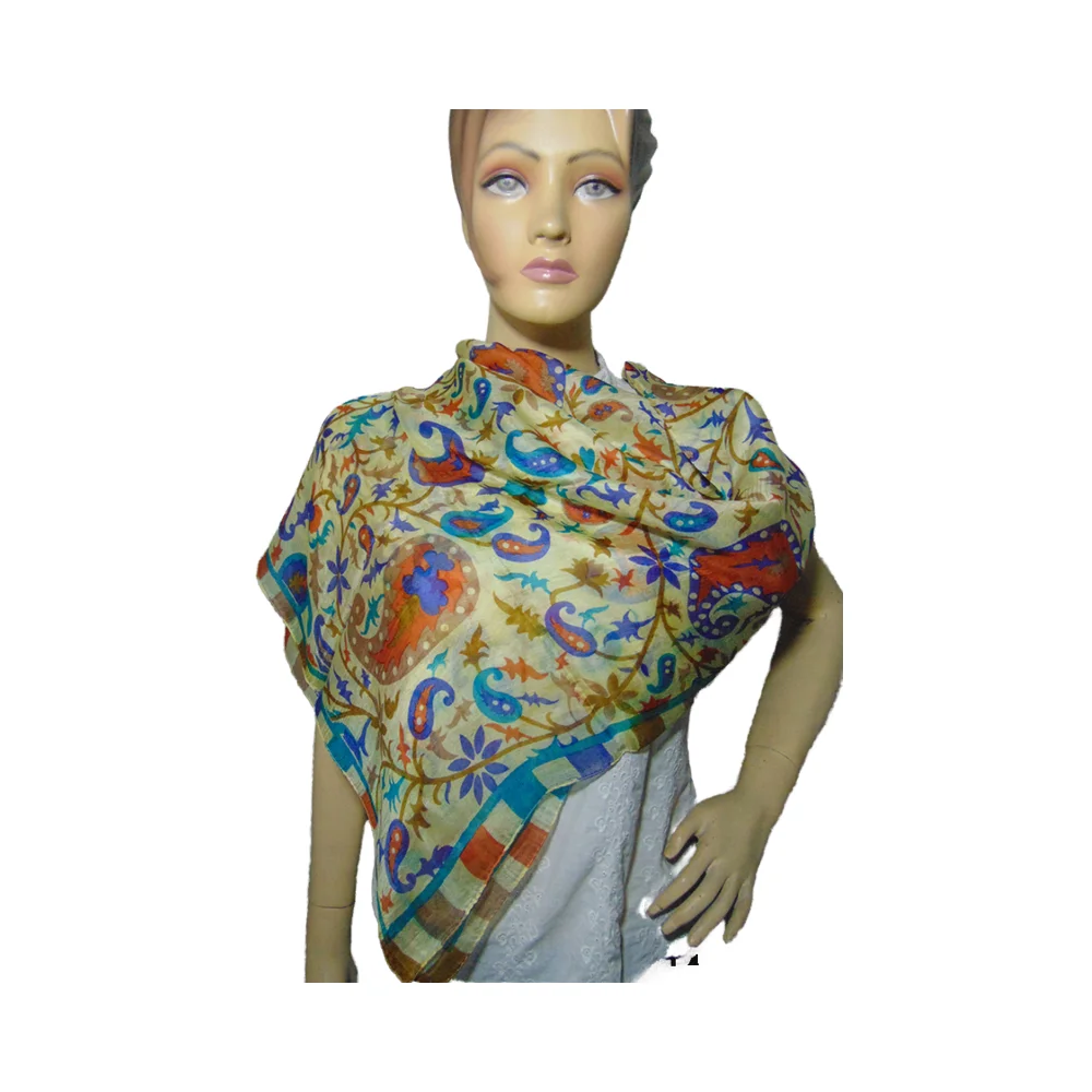 Женский легкий 100% шарф из чистого шелка длинный квадратный платок с принтом Кани однотонный для весенне-летнего дизайна