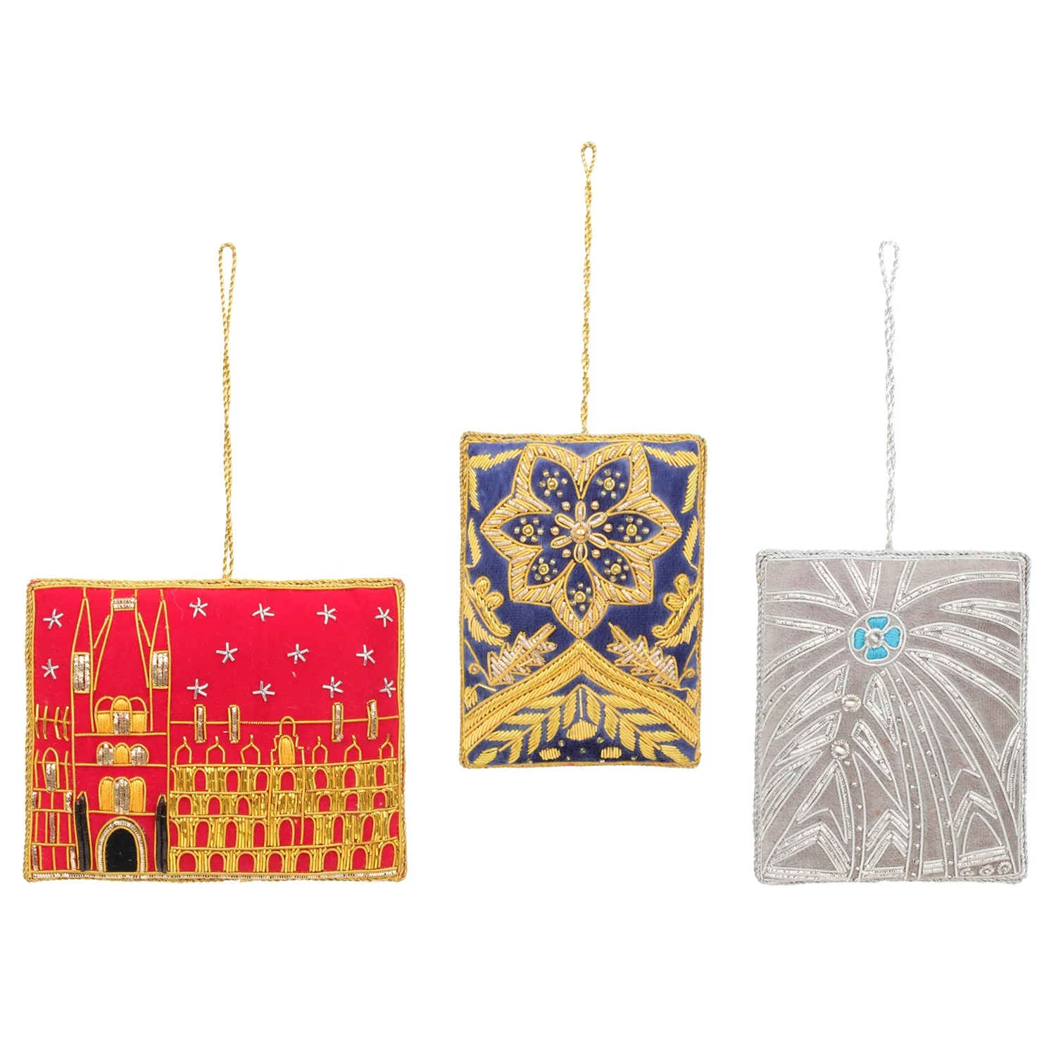 Handmade Handcrafted Embroidered Beaded Velvet satin Christmas Decorations Ornament Santa  Socks   Giraffe Elephant  Customized